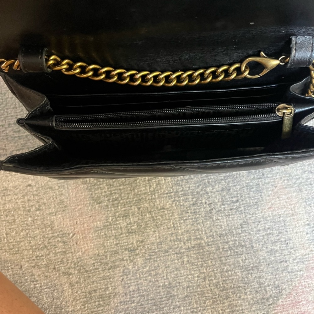 Kurt Geiger Black Quilted Crossbody with Gold Chain - Picture 3 of 5